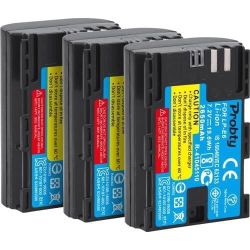 3Pcs Full coded LP-E6 LPE6 2650mAh Battery Batteria For Canon 5D Mark II III and IV 70D 5Ds 6D 5Ds 80D 7D 60D 5Ds R DSLR Camera