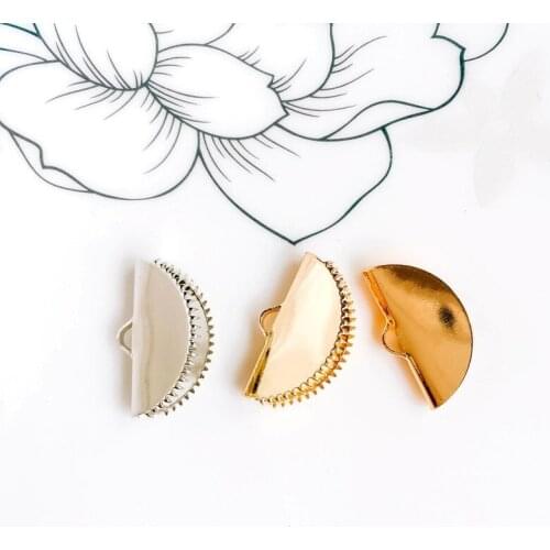 DIY handmade jewelry accessories copper semi-round tip mouth clip single hanging double hanging round piece earpiece pendant