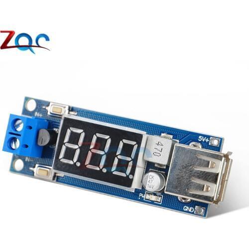 DC-DC 4.5-40V To 5V 2A USB Charger LED Step-down Buck Converter Voltmeter Module Low Power