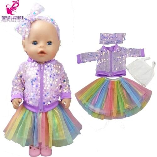 43cm baby Doll Clothes Purple lace Coat 18" Girl Doll outfit Jackets Camisoles Dress baby girl new year gift