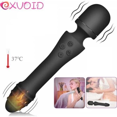 EXVOID Dual Heads Heating Dildo Vibrator AV Stick Vibrator for Women Vaginal G Spot Massage Magic Wand Sex Toys For Women