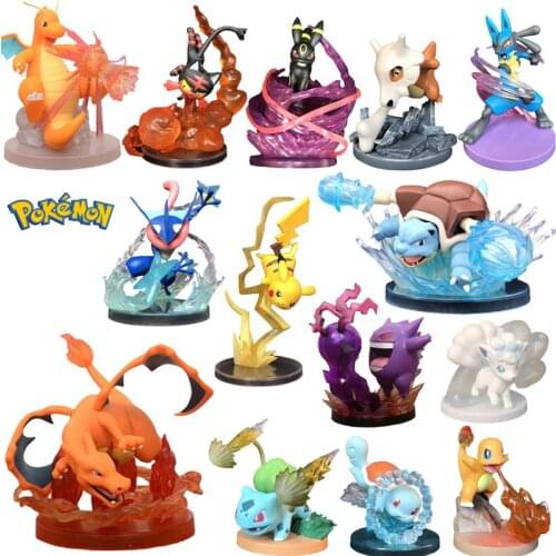 6-15CM Pokemon Greninja Bulbasaur Blastoise Charizard Squirtle Charmander Eevee Vulpix Litten Cubone Lucario Action Figures Gift
