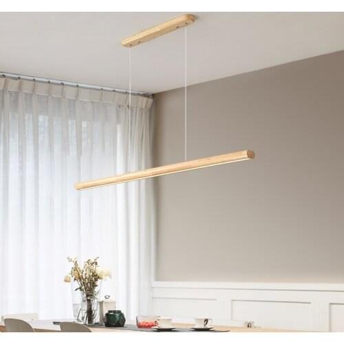 Solid Wood Dining Room Lamp Led Long Chandelier Bar Counter Living Room Bedroom Office Study Simple Strip Lamp Studio Lighting