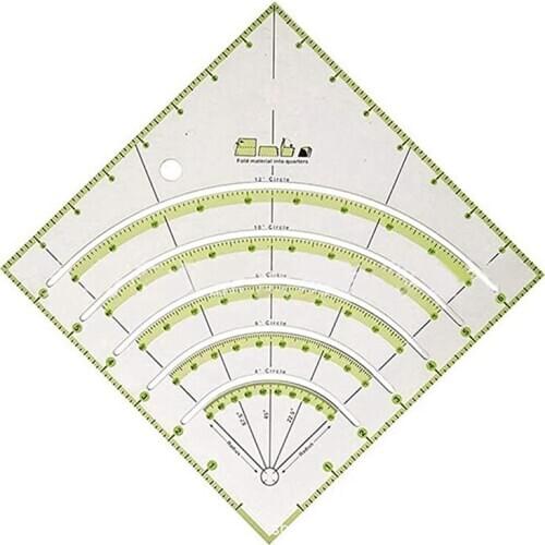 Quilting Ruler, Arcs Fan Quilt Cutter Ruler Quilting Ruler Acrylic Quilters Ruler with Double Colored Lines