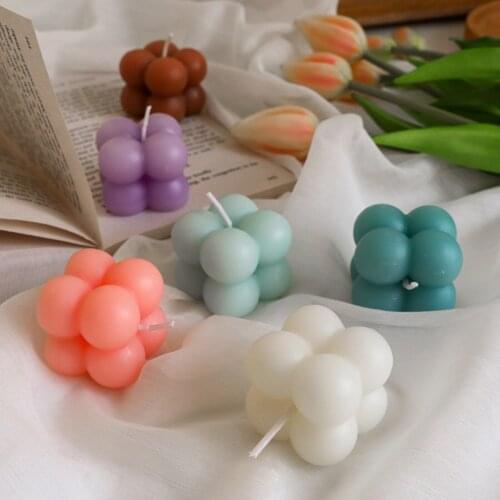 Small Bubble Candle Soy Wax Bubble Cube Candle Gift for Her Home Decor
