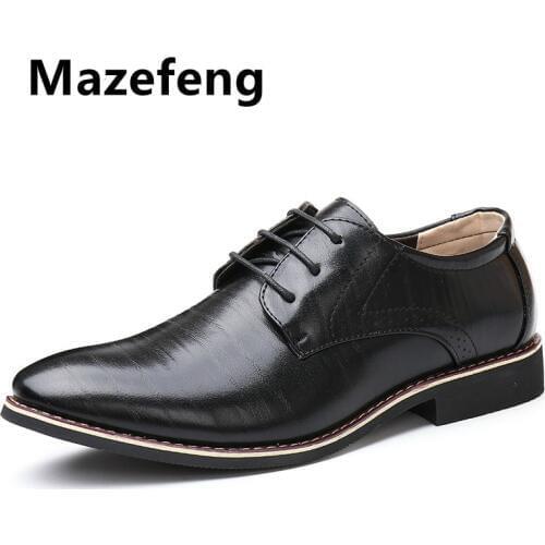 Mazefeng Men Shoes Oxford Leather Formal Office Classic Dress Footwear Shoes Wedding Shoe Business for Men Zapatos Hombre Vestir