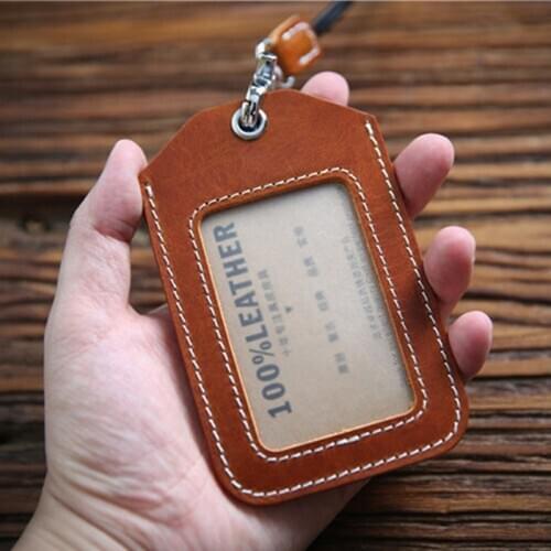 Fashion Men Women Adults Kids Genuine Leather ID Badge Bus Cards Holder Small Casual Credit Card Case Business Organizer Bag