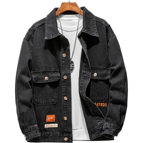 2021 Autumn and Winter New Fashion Mens Denim Jacket Casual Solid Color Single-breasted Jacket Large Size 4XL 5XL