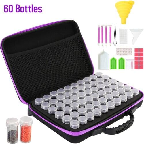 15/30/60 Bottles 5D Diamond Painting Accessories Storage Box Diamond Painting Funnel Set Portable Cross Stitch Tool Storage Bag