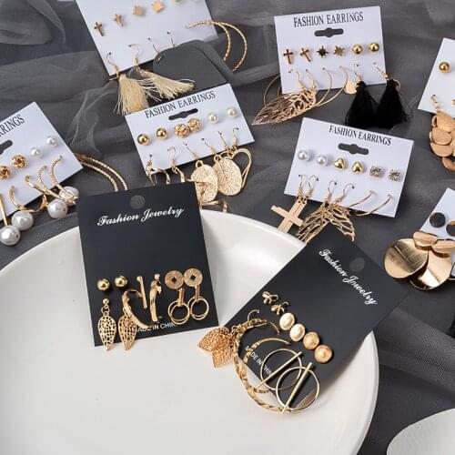 New Womens Earrings Set Tassel Pearl Acrylic Earrings For Women Bohemian Fashion Jewelry Earings 2021 Trend Geometric Earings