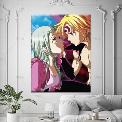 Wall Art Seven Deadly Sins Canvas Painting Meliodas Elizabeth Liones Posters Modular Pictures Frame Home Decor For Living Room