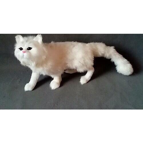 New white simulation standing cat toy resin&fur big cat model gift about 55x23cm 1024