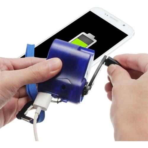 New Blue Plastic and Electronic Element USB Travel Emergency Phone Charger Dynamo Hand Manual Charger Blue