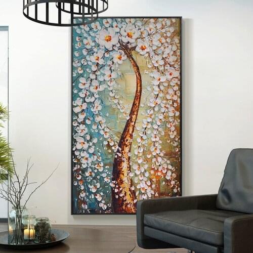 Pachira Custom hand-painted Oil Painting Vertical Version Of Modern Minimalist Living Room Hanging Aisle 3d three-dimensional De