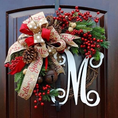 Christmas Wreath With Bow Christmas Decoration Door Hanging Rattan Ornament Garland Xmas Decorations Home Decor