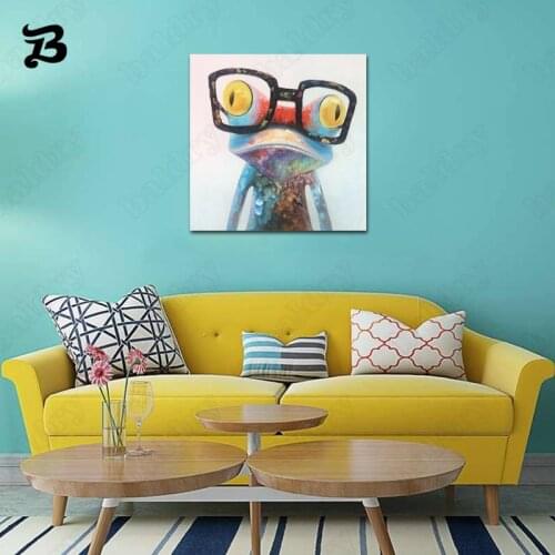 Happy Colorful Frog Canvas Painting Wall Art Frog with Glasses Poster Print Modern Wall Pictures for Living Room Art Decoration