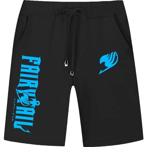 Summer Funny Print Shorts Men Cotton Goku Black Hot Pockets Waistband Mens Shorts Knee Fashion Sweatpants Casual