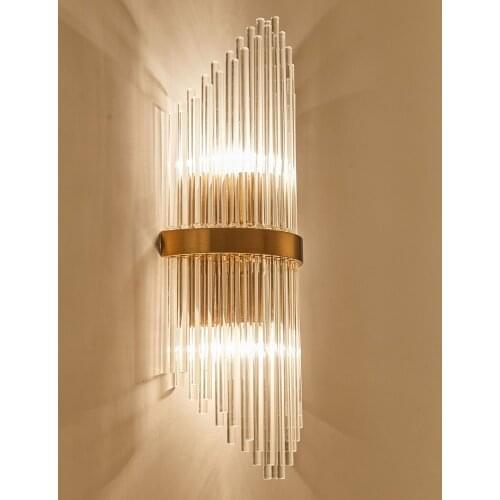 Postmodern Nordic LED Crystal Wall Lamp Living Room TV Wall Stair Aisle Light Luxury Hotel Restaurant Bedroom Bedside Wall Lamp