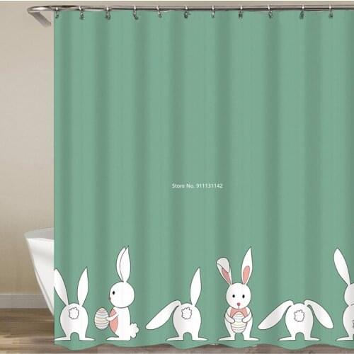 Modern Cute Rabbit Digital Printing Shower Curtain Waterproof and Mildew Proof Curtain Block Hanging Curtain