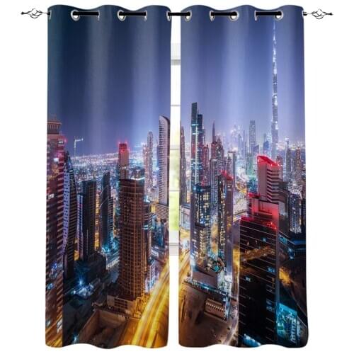 Modern Curtains for Living Room Night City Building Urban Bedroom Kitchen Curtain Home Decoration Window Drapes