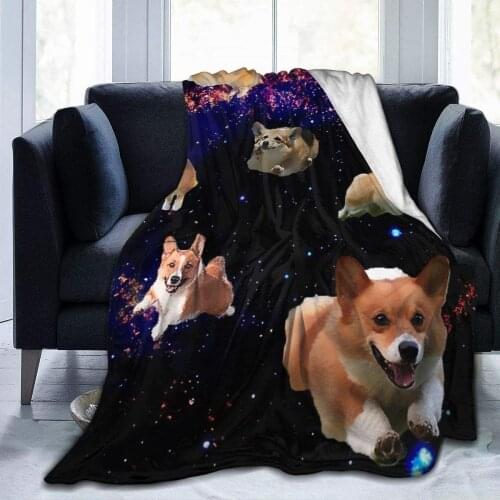 Throw Blanket Space Corgi Ultra-Soft Micro Fleece Blanket 80 X 60 Inches Warm Blanket for Womens Bed Couch Blanket Lightweight