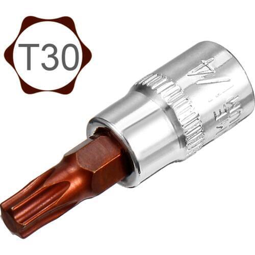 UXCELL 2Pcs 1/4-Inch Drive T30 Torx Bit Socket, S2 Steel for Tightening Nuts Bolts