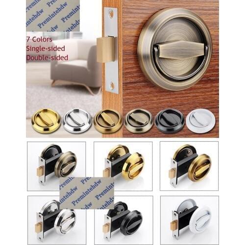 Conceal Mortise Door Lock Bolt Latch Folding Pull Ring Bath Bedroom Gold Matte Black White Bronze Red Single Double Side