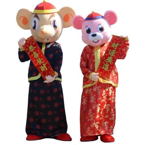 High Quality Mouse Mascot Costume Adult Character Costume Cosplay Rat Mascot With Tang Costume for Halloween New Year Party