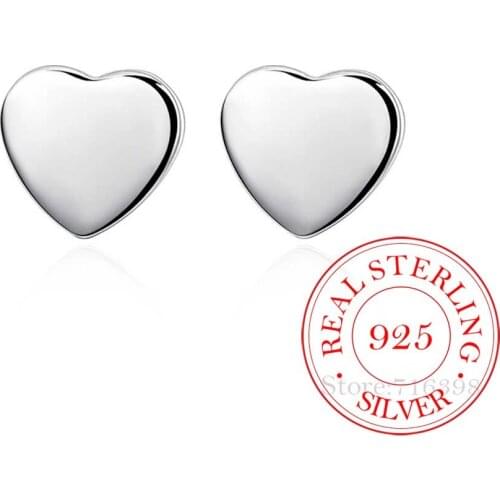 High Quality 925 Sterling Silver Women Jewelry Korean Silver Cute Love Heart Stud Earrings for Women 2020 Wedding Party Gift