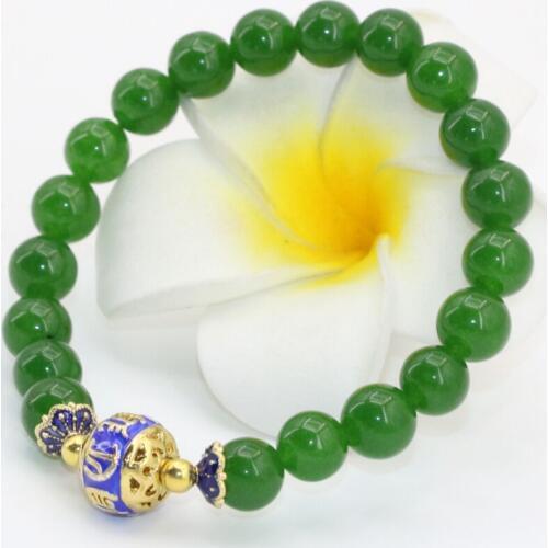 New fashion hot sale fine 8mm jades round beads women bracelets fashion green stone chalcedony jewelry making 7.5inch B2703