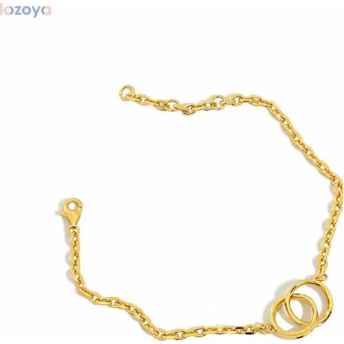 LOZOYA New 925 Sterling Silver Gold Two Circle Punk Jewelry Thick Chain Bracelet 2020 Fashion Simple Slim Rock For Women