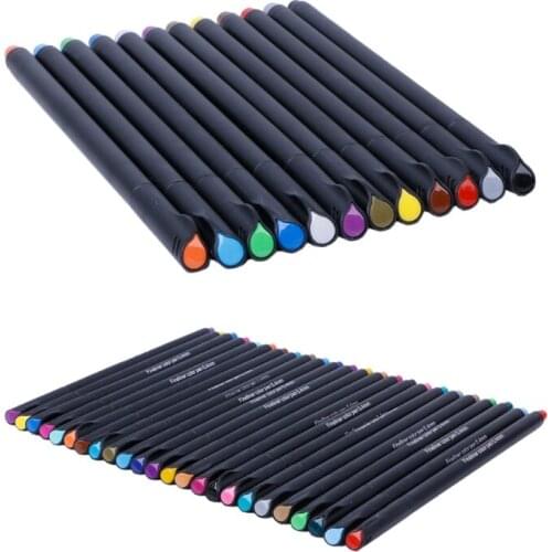 ZHUTING High Quality Plastic Fineliner 12 / 24 Colors Pen Set 0.4mm Fine Tip Line Writing Drawing Marker Pen