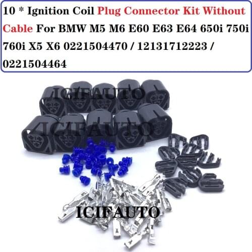 0221504464 Ignition Coil Plug Connector Without Cable For BMW M5 M6 E60 E63 E64 650i 750i 760i X5 X6 0221504470 / 12131712223