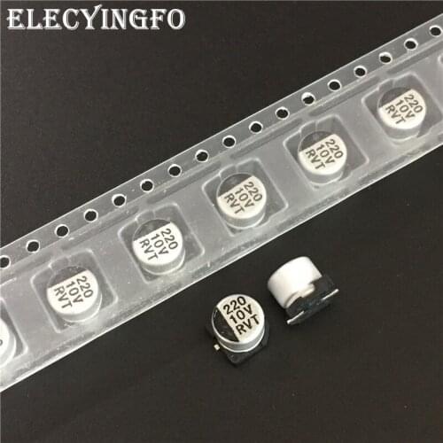 10pcs 220uF 10V220uf TaiWan RVT series 6.3x5.4mm 10V220uF Chip type SMD Audio Electrolytic Capacitor