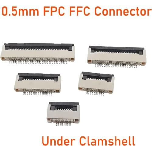 10Pcs FPC FFC 0.5mm Pitch Under Clamshell Bottom Contact Flat Cable Connector 4P 6P 8P 10P 12P 14P 16P 18P 20P 24P 30P 34P 40Pin