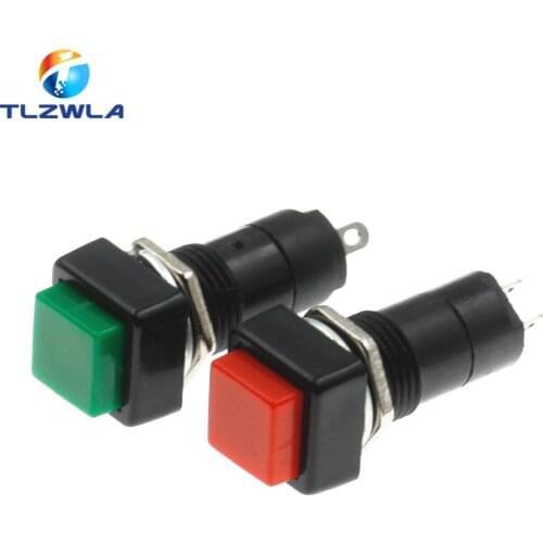 100PCS Square Push-Button Switch 3A 250V 2Pin Self-lock/Reset Inching Switch 12MM Hole