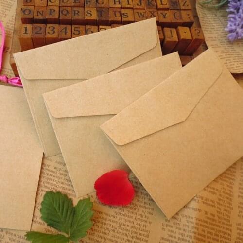 100pcs Retro Blank Kraft Paper Envelope Wedding Invited Envelope Postcard Mini Greeting Card Membership Card Envelopes Gift bags