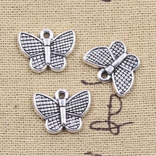 12pcs Charms butterfly 13x17mm Antique Silver Color Pendants Making DIY Handmade Tibetan Finding Jewelry