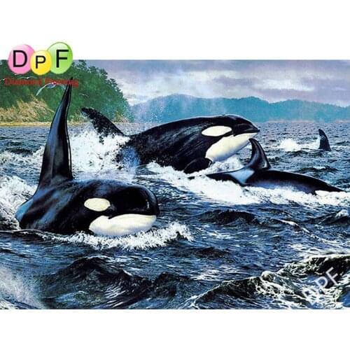 DPF Diy Diamond Painting Cross Stitch Embroidery Mosaic Animal "whale" Full Square/Round Drill Rhinestones home decor