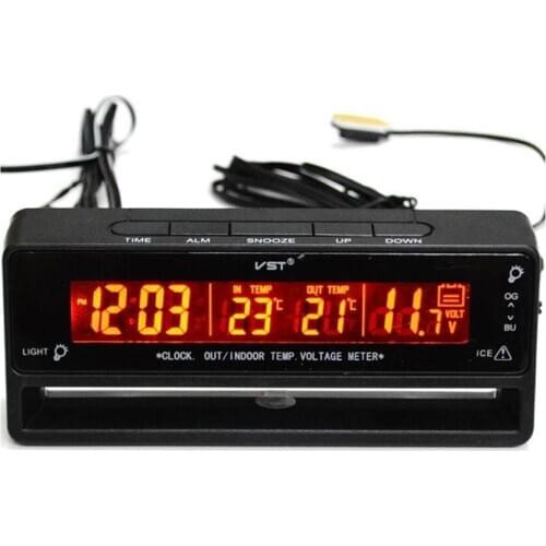 Car Auto LCD Digital Clock Thermometer Temperature Voltage Meter Tester TS-7010V