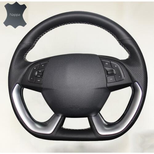 Car Styling DIY Braid on the Steering Wheel Cover for Citroen DS5 DS 5 DS4S DS 4S Genuine leather cover Auto Car Accessories