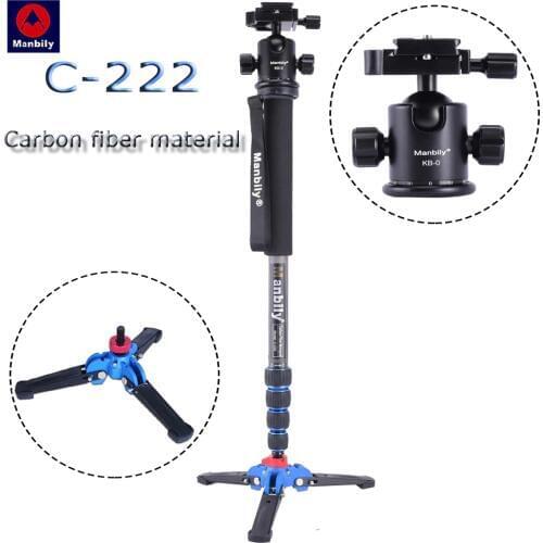 C-222 Carbon Fiber Professional Digital SLR Camera Monopod Portable Travel Photography Bracket & Tripod Base & Ball Head