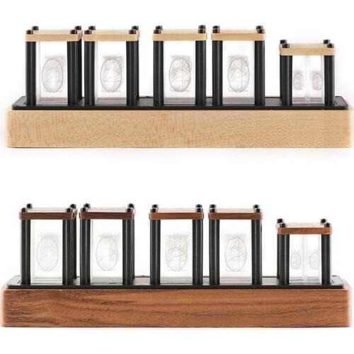 6 Bit Nixie Tubes Clock Retro Desk RGB LED Clock Visual Effects Wooden Stand
