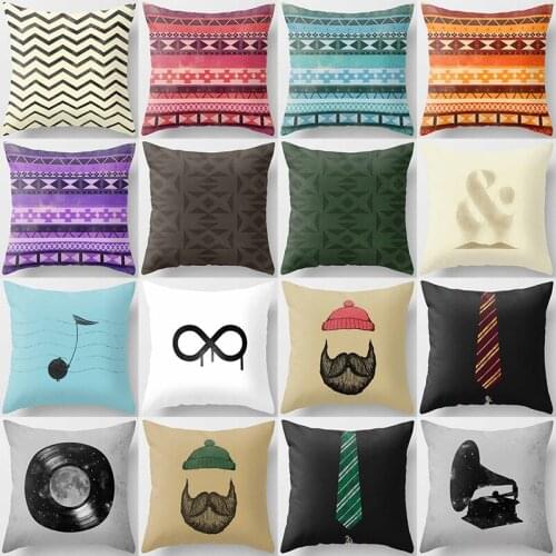 Color geometric abstract pictures pillow cases short velvet high quality square thick pillow case covers