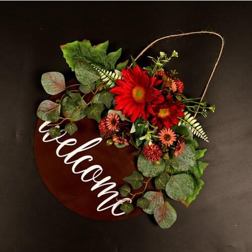 Wooden Welcome Door Sign Plaque Doorplate Garland Christmas Holiday Decor