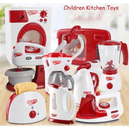 Baby Pretend Play Toys Household Appliances Kitchen Simulation Coffee Machine Blender Kettle Children Housework Game Toys Gifts