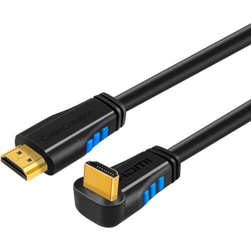HDMI 2.0 Cable, 4K (60Hz) Down Angle 90 Degree Down HDMI Cable with Gold Plated Connector, Support Ultra HD, 3D Video