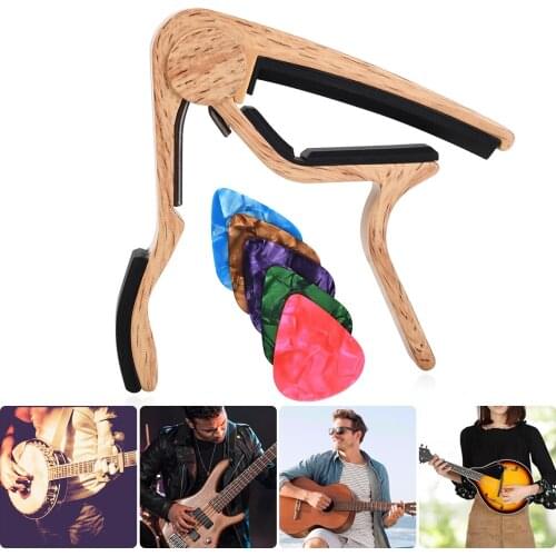 Guitar Capo Tone Adjusting Clamp Key for Acoustic Classical Electric Guitar Parts with 5 Picks Musical Instrument Accessories