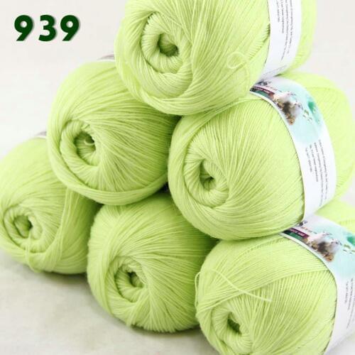 Lot of 6 Skeins Fine Lace Soft Wool Acrylic Cashmere Yarn Knitting Yellow green 939