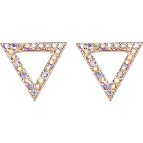 Fashion Simple Inlay Crystal Triangle Drop Earrings For Women Geometric Statement Earring Jewelry Female Gift